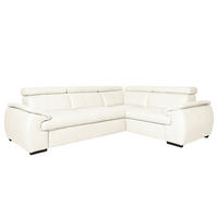ECKSOFA  in Echtleder Weiß  265/193 cm  - Wengefarben/Weiß, Design, Leder/Holz (265/193cm) - Livetastic