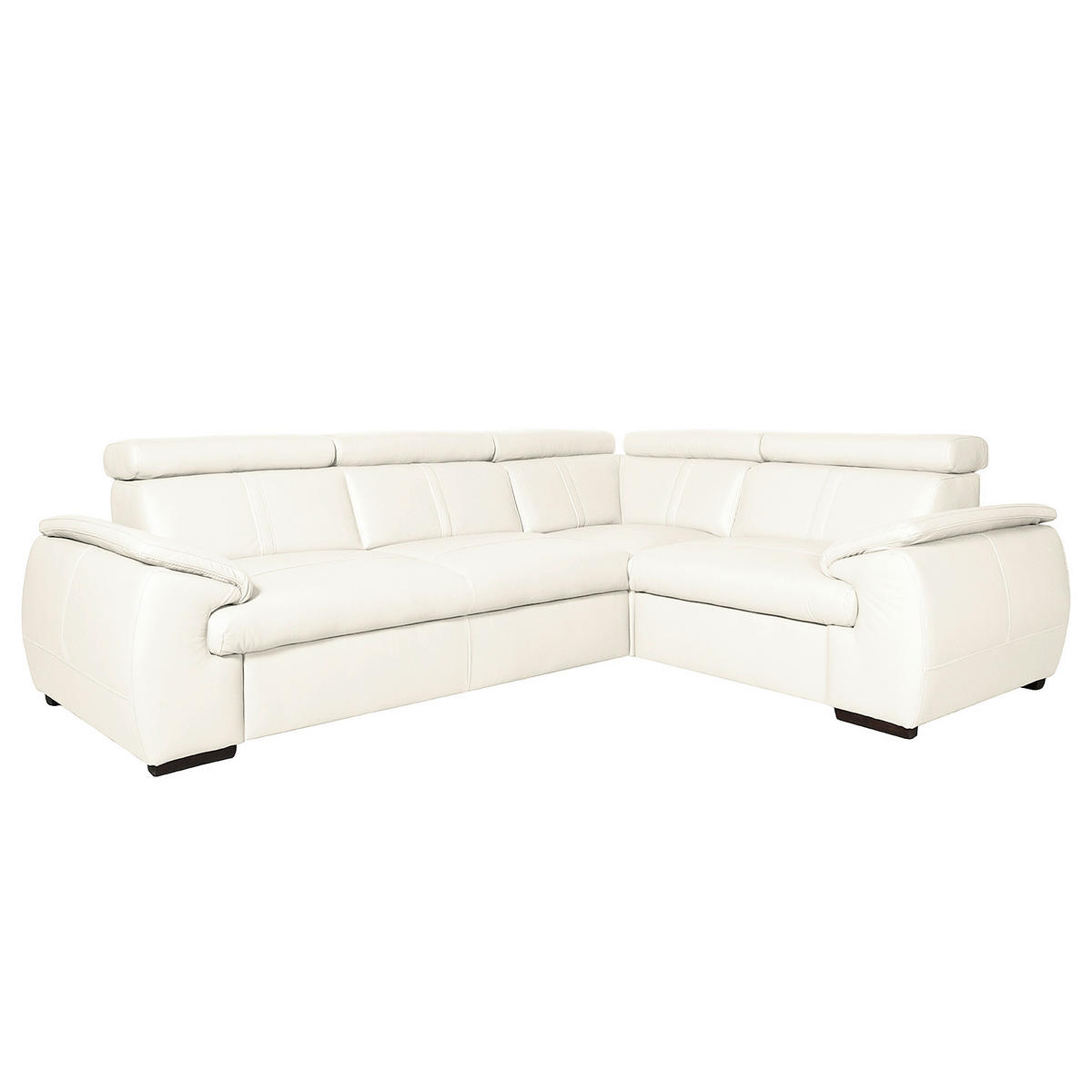 ECKSOFA  in Echtleder Weiß  265/193 cm  - Wengefarben/Weiß, Design, Leder/Holz (265/193cm) - Livetastic