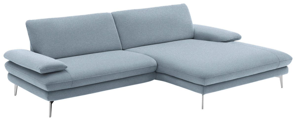 ECKSOFA in Webstoff Hellblau  - Schwarz/Hellblau, Design, Textil/Metall (284/184cm) - Dieter Knoll