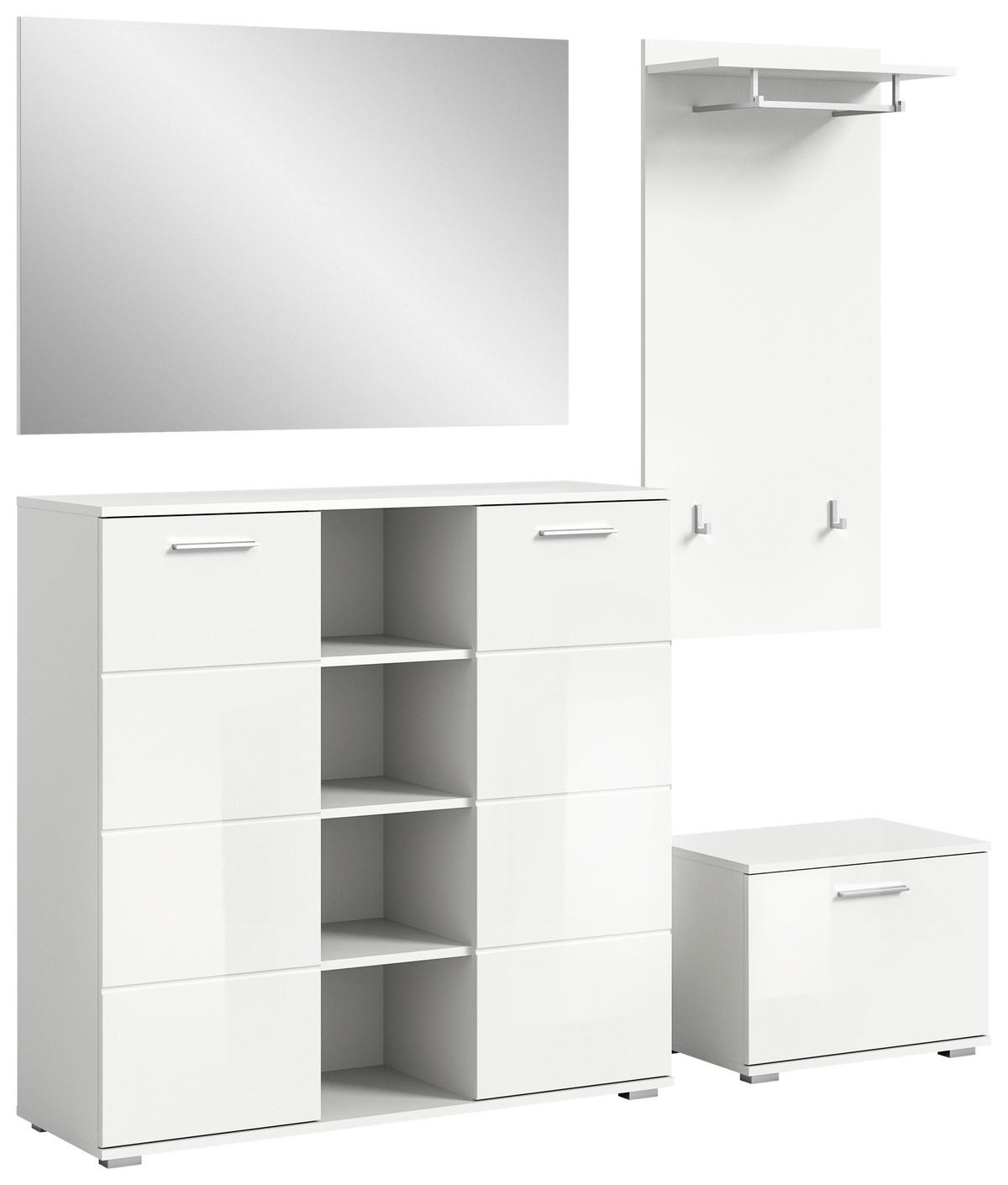 GARDEROBE  in 180/191/37 cm  - Weiß Hochglanz/Weiß, Design, Glas/Holzwerkstoff (180/191/37cm) - Xora