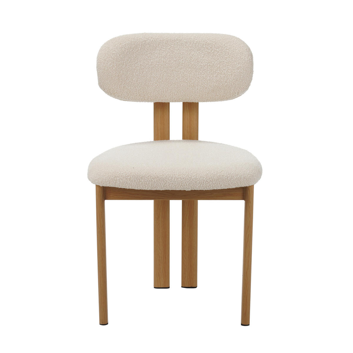 STUHL-SET 2 Stück  in Stahl Bouclé  - Elfenbein/Eichefarben, MODERN, Textil/Metall (50/80/52cm) - Livetastic