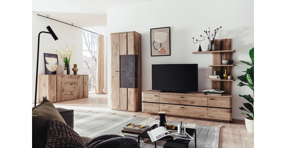 SIDEBOARD Anthrazit, Eichefarben 180/92/44 cm - Eichefarben/Anthrazit, KONVENTIONELL, Holzwerkstoff/Metall (180/92/44cm) - Cantus