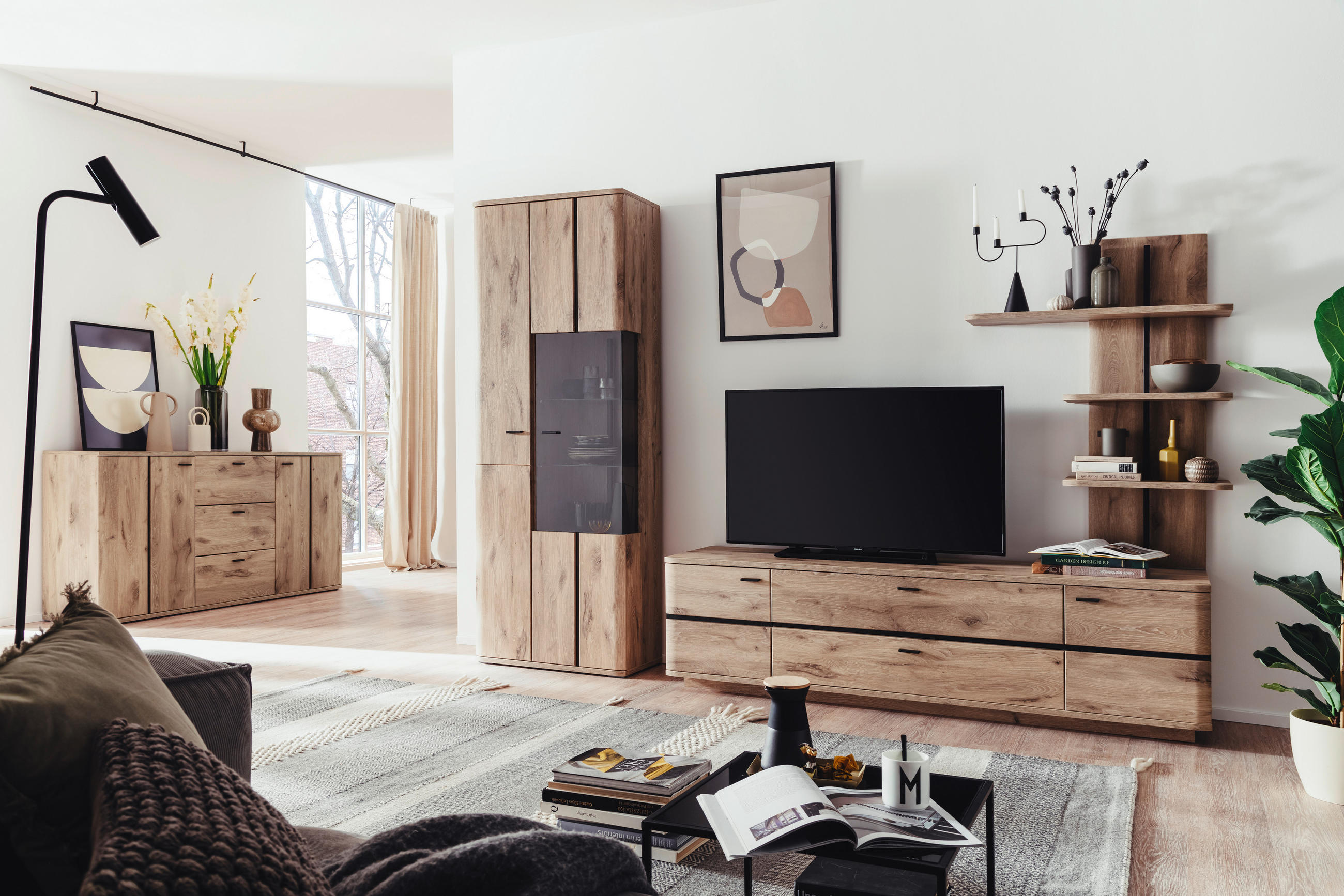 SIDEBOARD  in 180/92/44 cm  - Eichefarben/Anthrazit, KONVENTIONELL, Holzwerkstoff/Metall (180/92/44cm) - Cantus