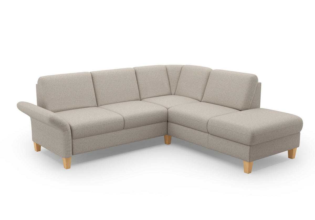 ECKSOFA ROCHELLE E Taupe Flachgewebe  - Taupe/Eichefarben, KONVENTIONELL, Holz/Textil (240/216cm) - Sit & More