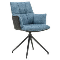 SCAUN CU BRAȚE in albastru, negru  - albastru/negru, Design, metal/textil (59/89,5/63cm) - Novel