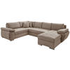 Wohnlandschaft in Cord Graubraun  - Chromfarben/Graubraun, KONVENTIONELL, Textil/Metall (219/305/157cm) - Livetastic