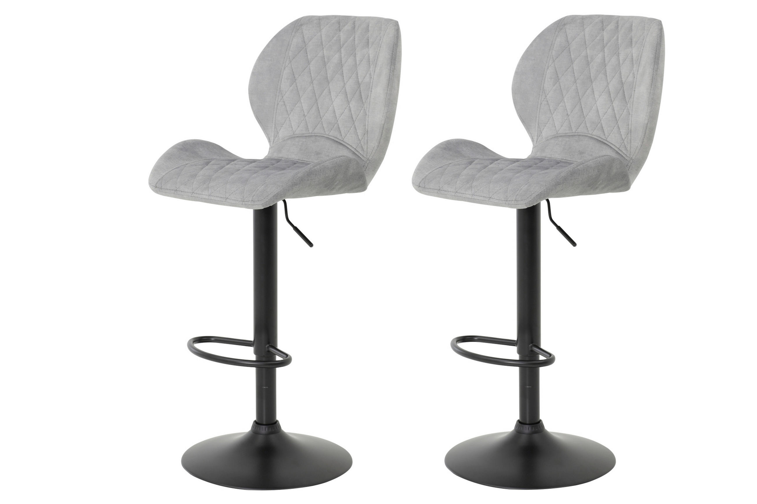 BARHOCKER Samt, Velours Grau Stahl Typenauswahl, Sitzfläche 360° drehbar, abwischbar  - Schwarz/Grau, MODERN, Textil/Metall (42/96-117/51cm) - MID.YOU