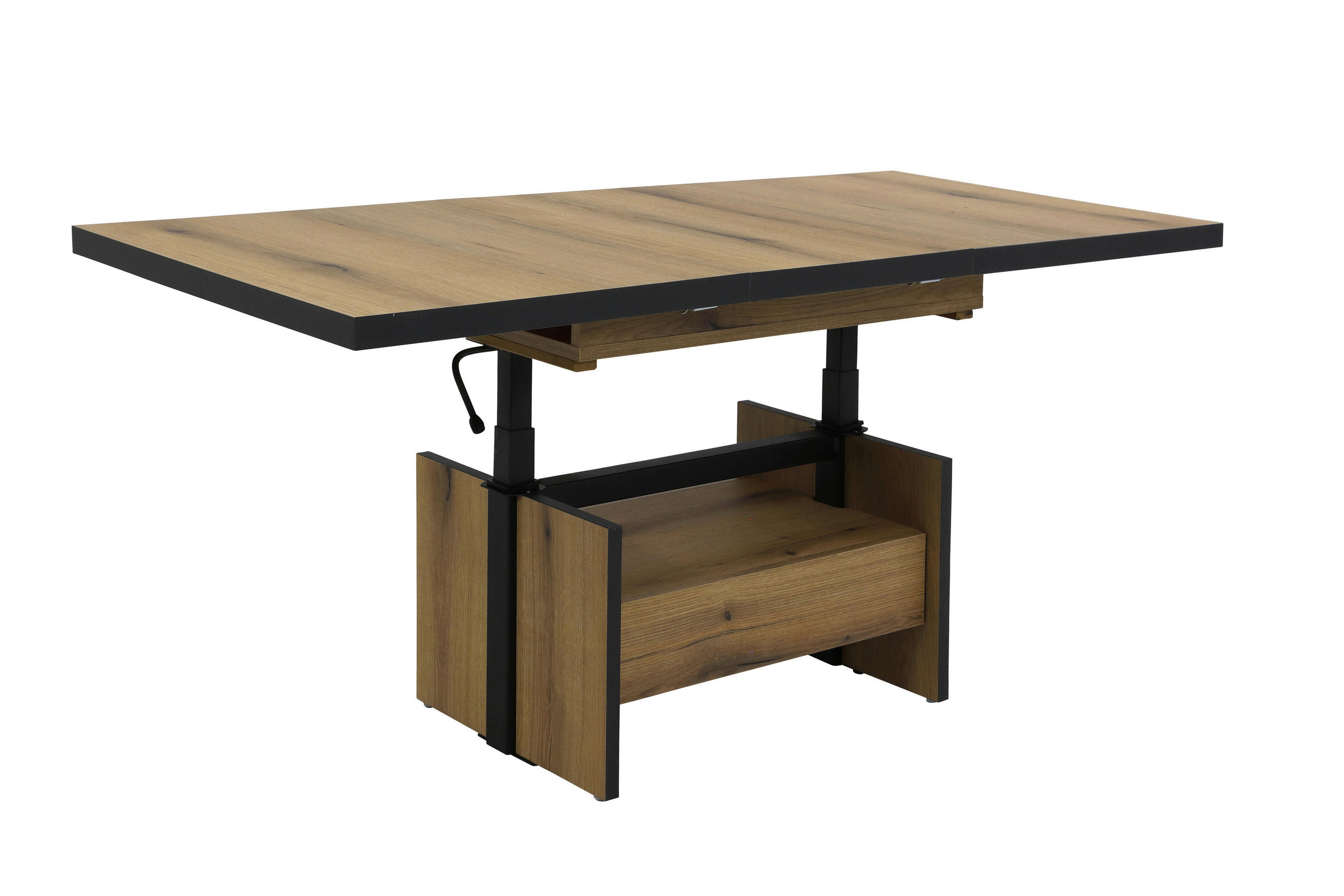 COUCHTISCH 70/110-150/54-73 cm rechteckig Anthrazit, Eichefarben  - Eichefarben/Anthrazit, Design, Holzwerkstoff (70/110-150/54-73cm) - Livetastic