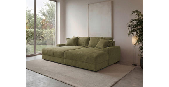 BIGSOFA Cord Olivgrün  - Schwarz/Olivgrün, MODERN, Kunststoff/Textil (234/93/190cm) - Carryhome