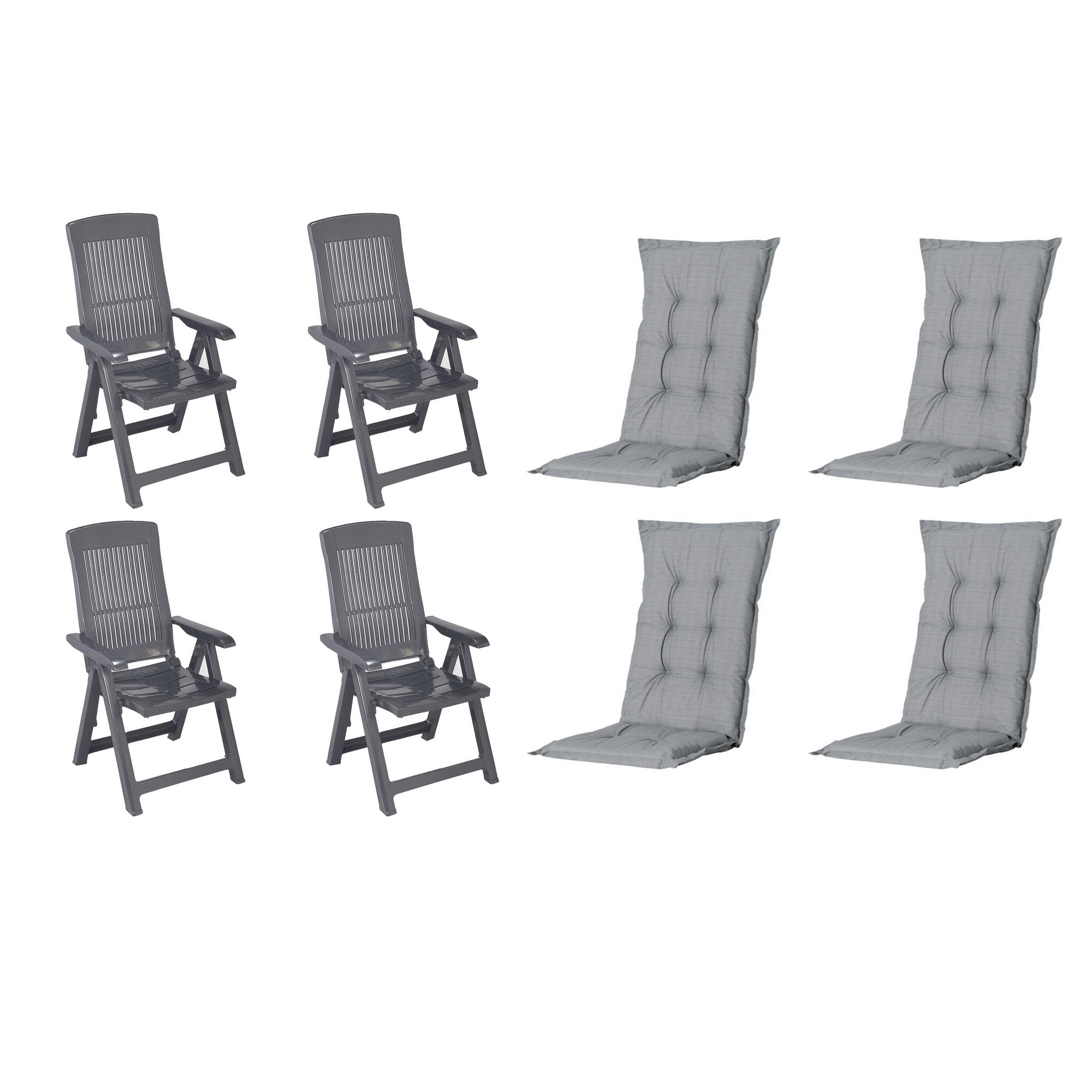 GARTENSTUHL-SET Kunststoff, Textil Anthrazit, Grau  - Anthrazit/Grau, MODERN, Kunststoff/Textil (44/111/50cm) - Gardenson