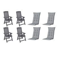 GARTENSTUHL-SET Kunststoff, Textil Anthrazit, Grau  - Anthrazit/Grau, MODERN, Kunststoff/Textil (44/111/50cm) - Gardenson