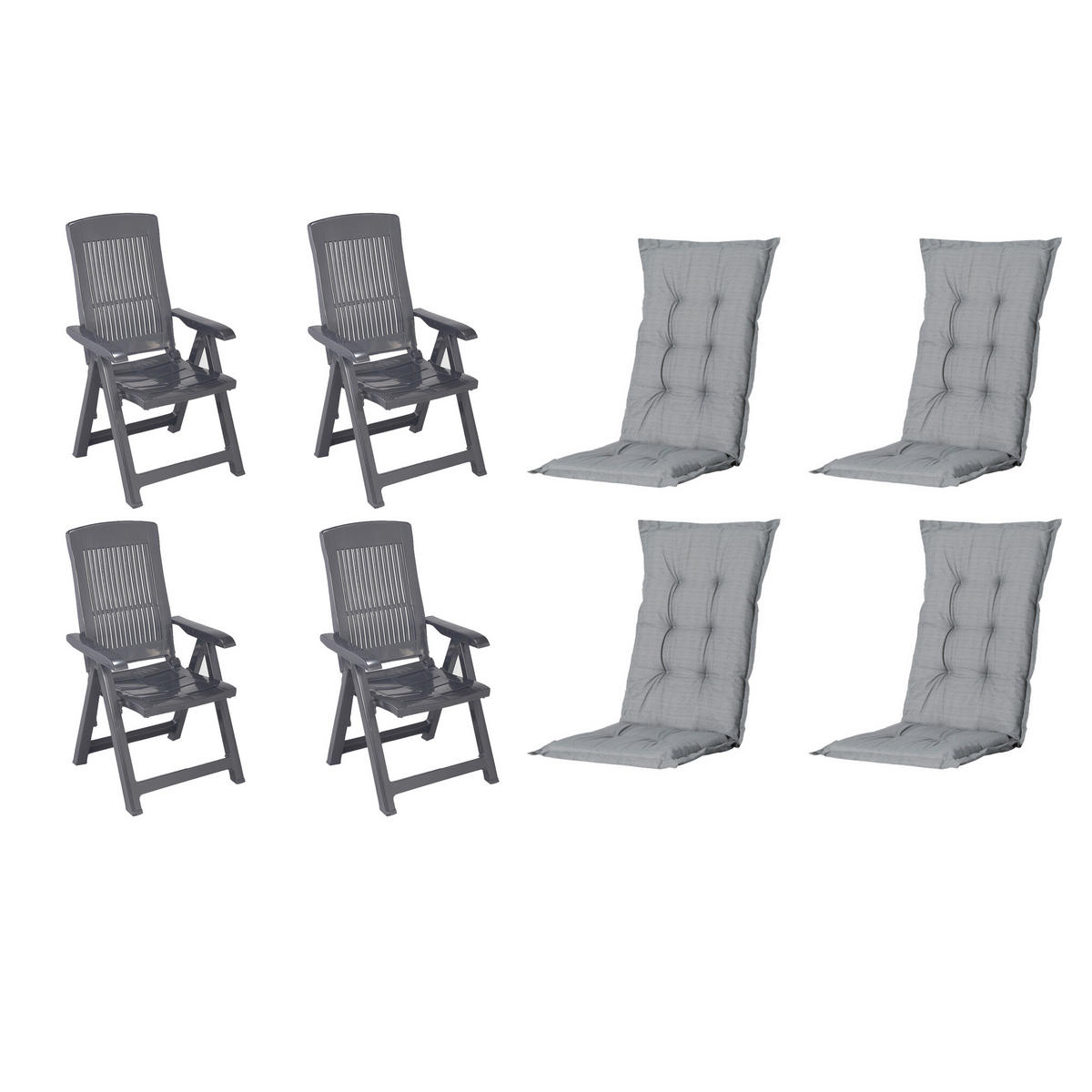 GARTENSTUHL-SET Kunststoff, Textil Anthrazit, Grau  - Anthrazit/Grau, MODERN, Kunststoff/Textil (44/111/50cm) - Gardenson