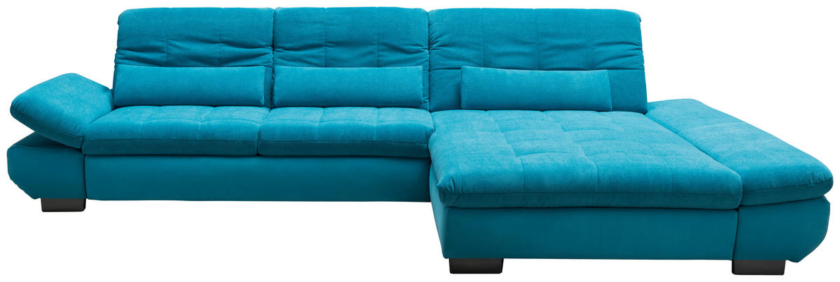 ECKSOFA Türkis Mikrofaser  - Türkis/Schwarz, Design, Textil/Metall (204/341cm) - Xora