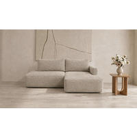 ECKSOFA FREDO Beige Bouclé  - Beige/Schwarz, Design, Kunststoff/Textil (233/150cm) - MID.YOU