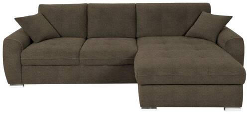 ECKSOFA in Mikrofaser Dunkelgrün  - Chromfarben/Dunkelgrün, Modern, Kunststoff/Textil (276/193cm) - Hom`in
