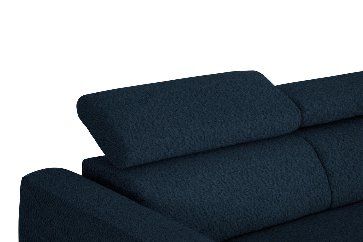 ECKSOFA in Chenille Dunkelblau  280/205 cm  - Schwarz/Dunkelblau, Design, Textil/Metall (280/205cm) - Xora