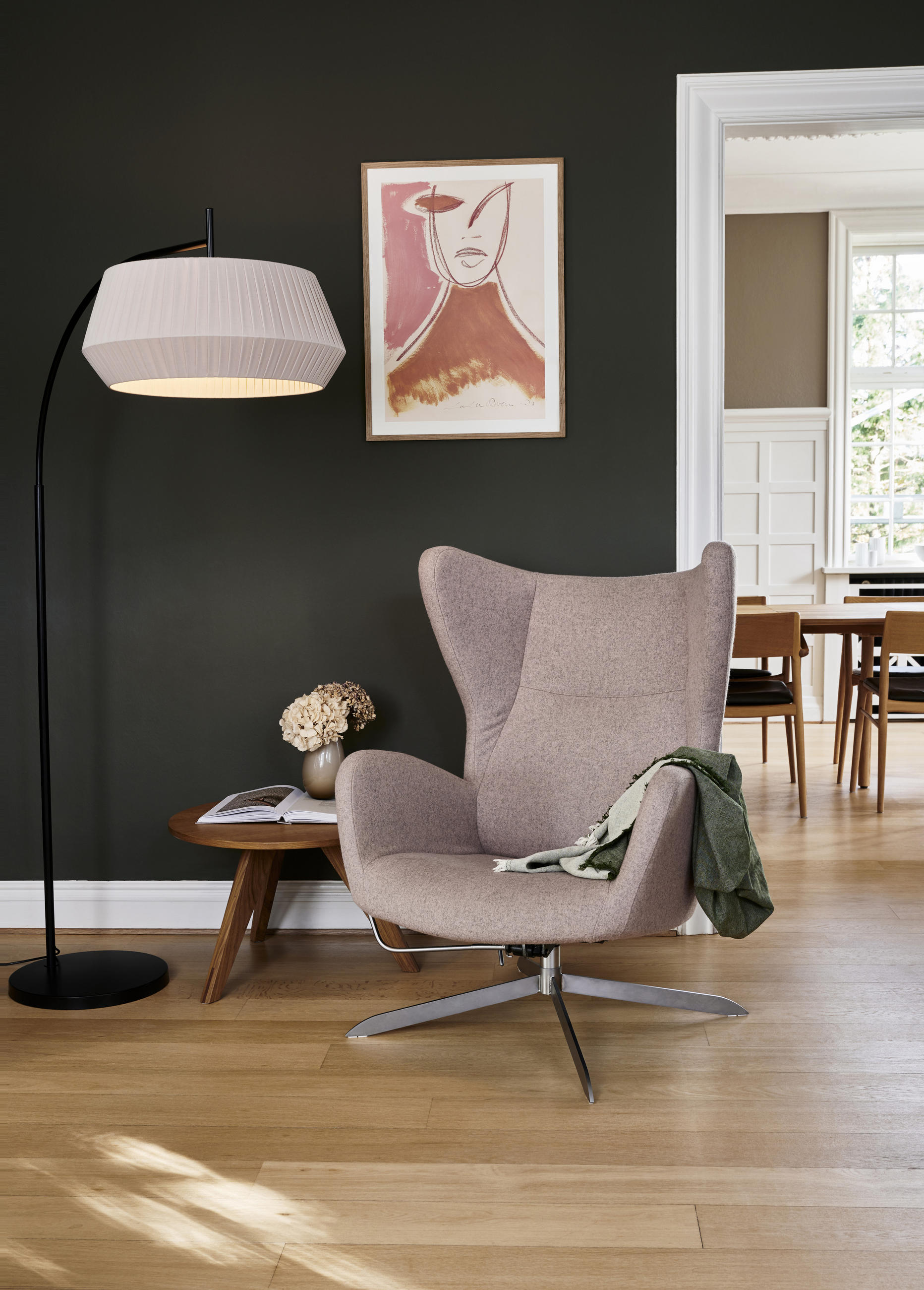 BOGENLEUCHTE    - Beige/Schwarz, Natur, Textil/Metall (180/53/103cm) - Nordlux