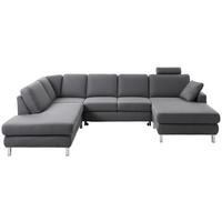 WOHNLANDSCHAFT Dunkelgrau Flachgewebe  - Chromfarben/Dunkelgrau, Design, Textil (219/313/165cm) - Musterring