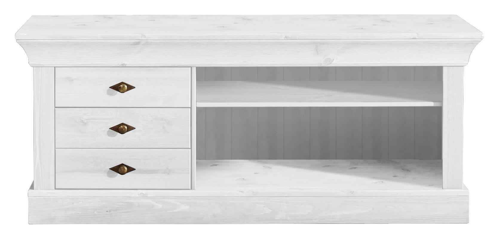 LOWBOARD  143/59/45 cm 3 Schublade(n) Beimöbel erhältlich  - Weiß/Kupferfarben, ROMANTIK / LANDHAUS, Holz/Metall (143/59/45cm) - Boxxx