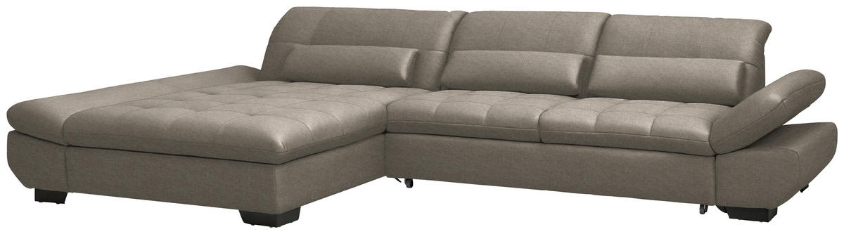 ECKSOFA  in Flachgewebe Greige  204/341 cm  - Greige/Schwarz, Design, Textil/Metall (204/341cm) - Xora