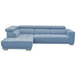 ECKSOFA in Mikrofaser Hellblau  207/301 cm  - Chromfarben/Hellblau, Design, Textil/Metall (207/301cm) - Xora