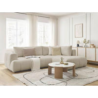 ECKSCHLAFSOFA EVEREST Bouclé Beige  inkl. Rückenkissen, Schlaffunktion  - Beige/Schwarz, MODERN, Kunststoff/Textil (282/204cm)