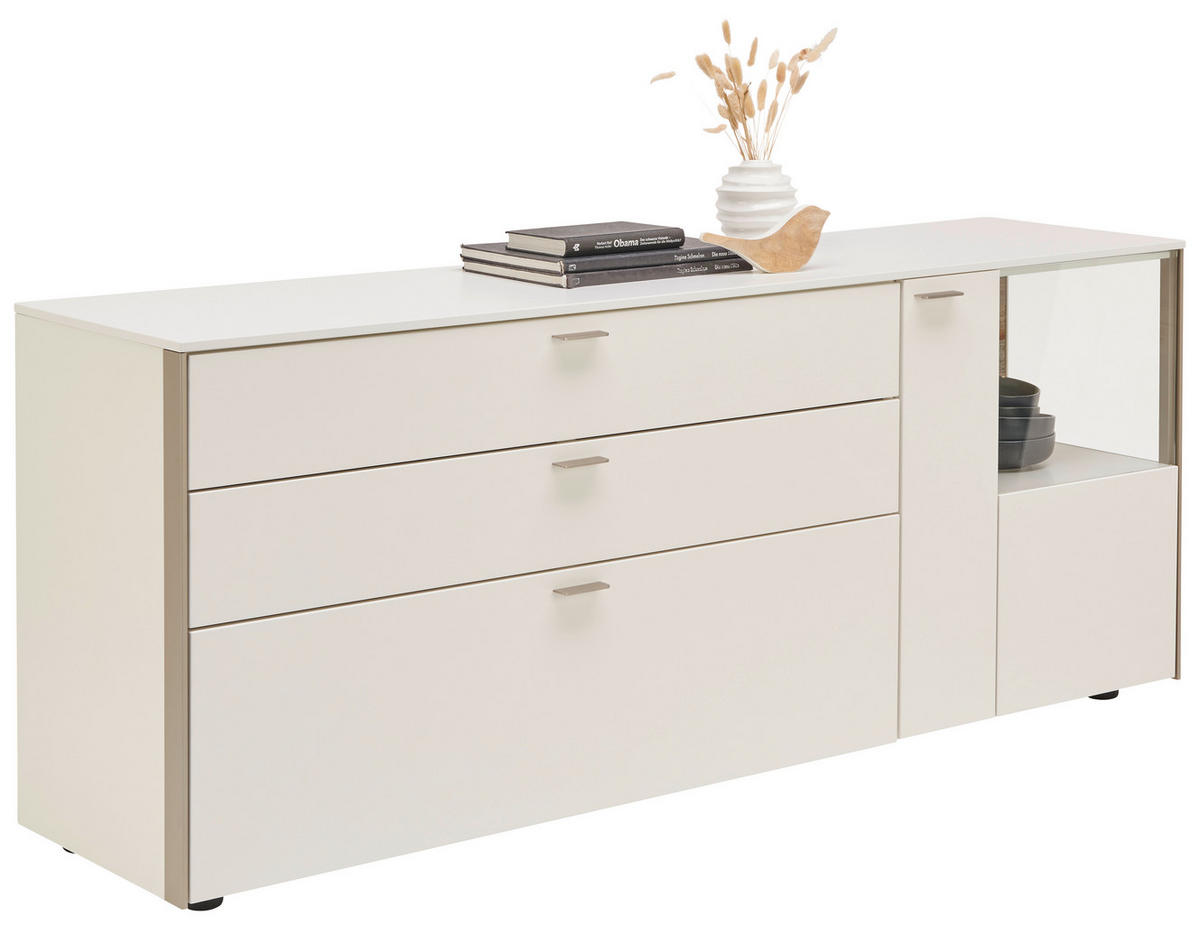 SIDEBOARD  in 182/72/43 cm  - Edelstahlfarben/Alufarben, Design, Glas/Holzwerkstoff (182/72/43cm) - Venjakob