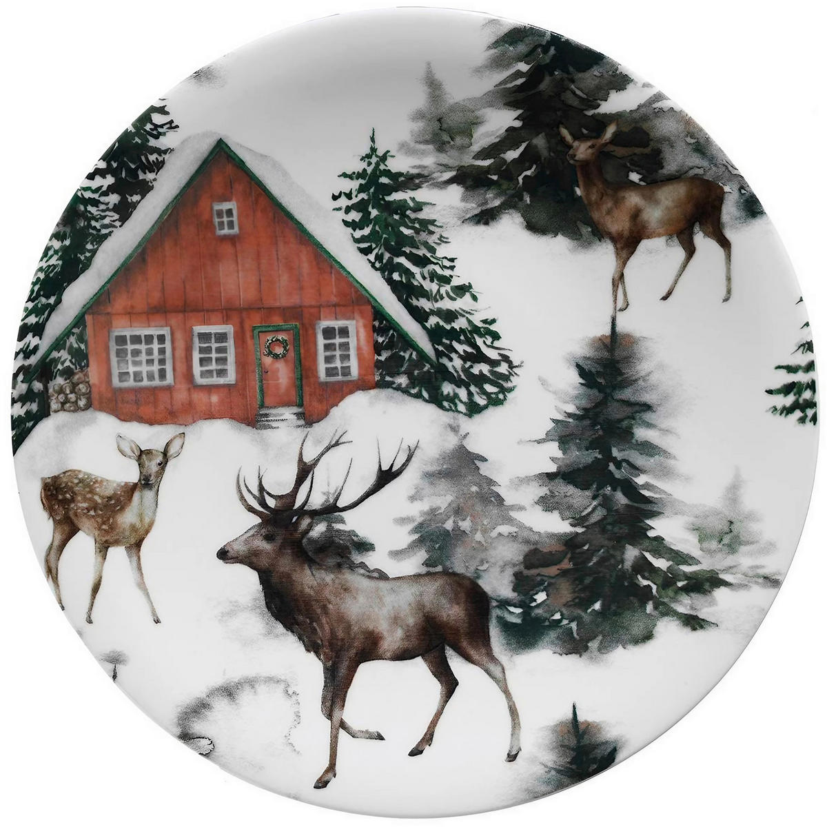 TELLERSET 6-teilig  - Weiß/Grün, Basics, Keramik (21cm) - X-Mas