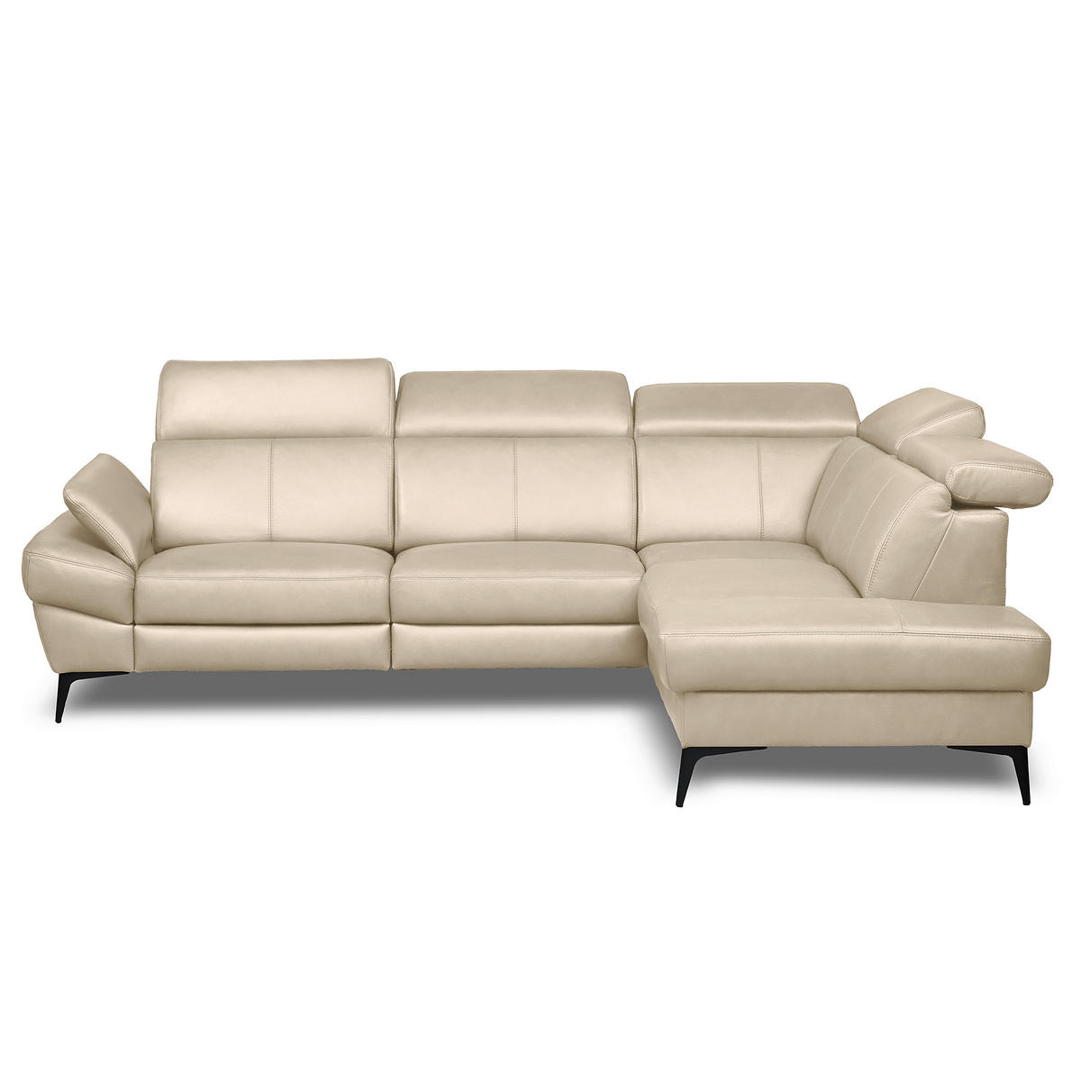 ECKSOFA Lederlook Echtleder Grau  - Schwarz/Grau, Design, Leder/Textil (264/211cm) - Livetastic