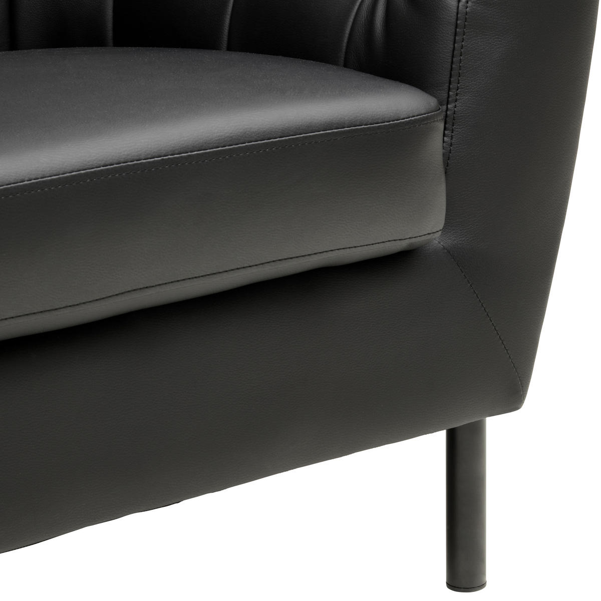 3-SITZER-SOFA Lederlook, Lederlook (vegan) Schwarz  - Schwarz, Design, Textil/Metall (191/78/84cm) - MID.YOU