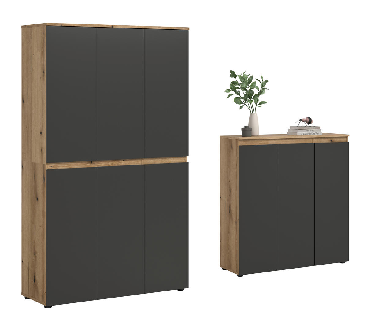 GARDEROBENSCHRANK  in 235/175/37 cm  - Eichefarben/Anthrazit, Design, Holzwerkstoff/Kunststoff (235/175/37cm) - Livetastic