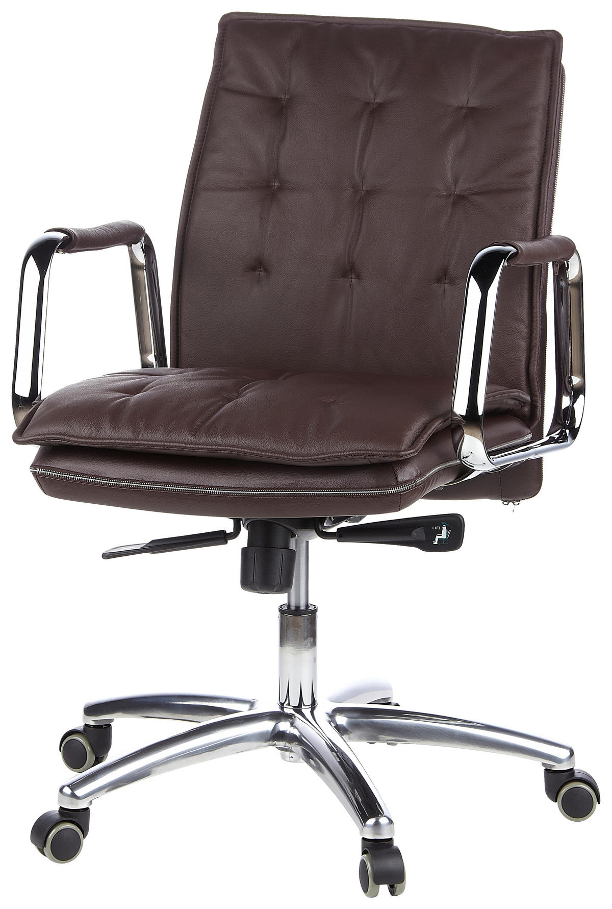DREHSTUHL  in Braun  - Silberfarben/Braun, Basics, Leder/Kunststoff (60/109/48cm) - MID.YOU