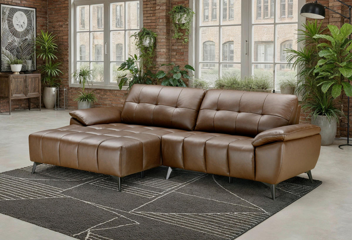 ROHOVÁ SEDAČKA, textil, kůže, hnědá - černá/hnědá, Design, kov/textil (266/86/120cm) - MID.YOU