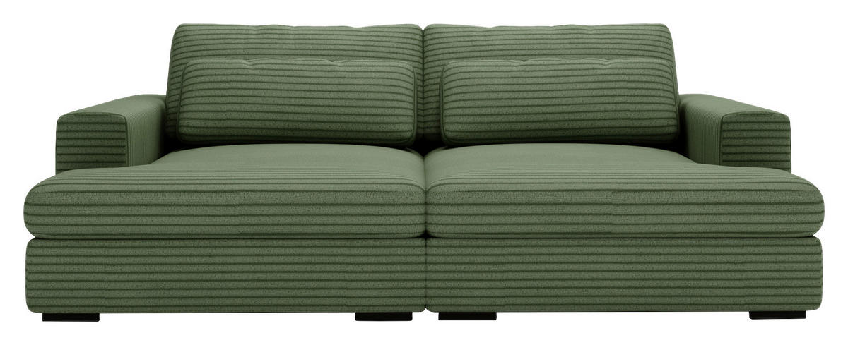 BIGSOFA in Cord Grün  - Schwarz/Grün, Design, Textil (218/80/158cm) - Lomoco