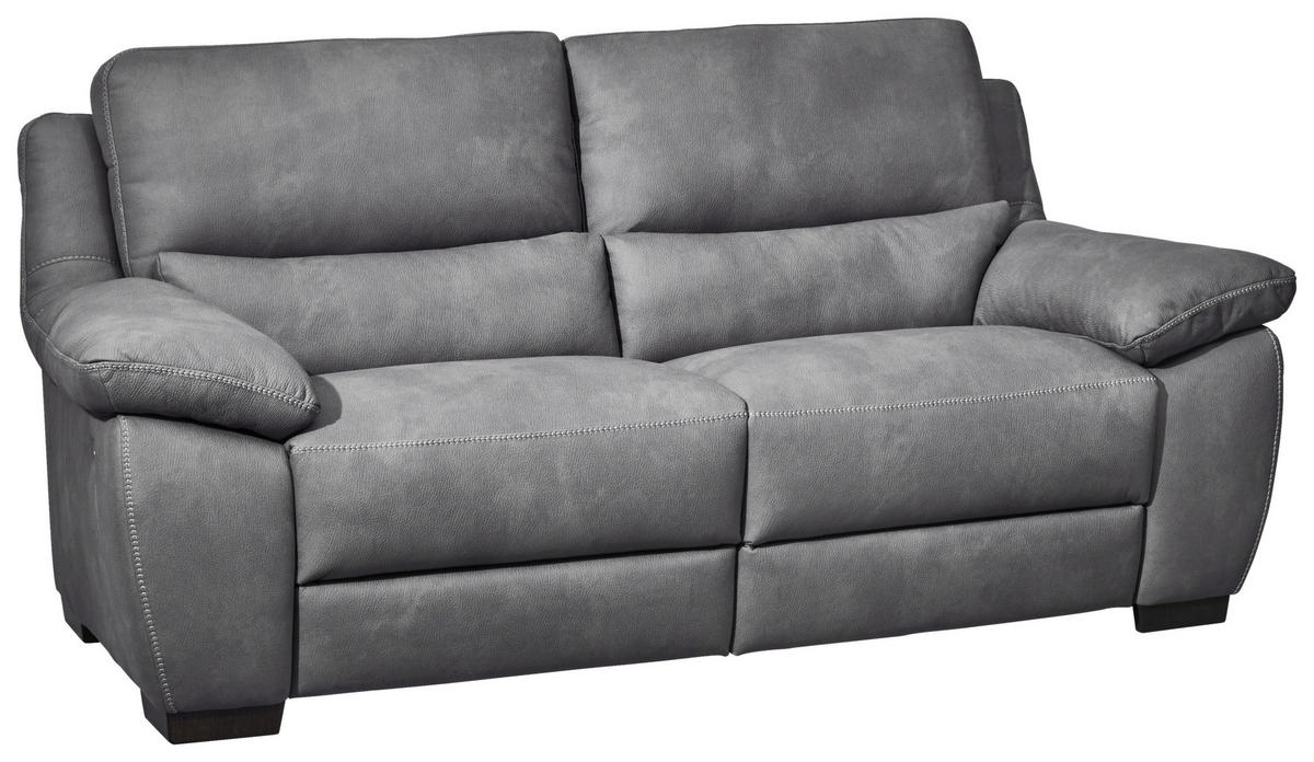 2,5-SITZER mit elektr.Funktion Grau  - Wengefarben/Weiß, KONVENTIONELL, Holz/Textil (210/96/99cm) - Livetastic