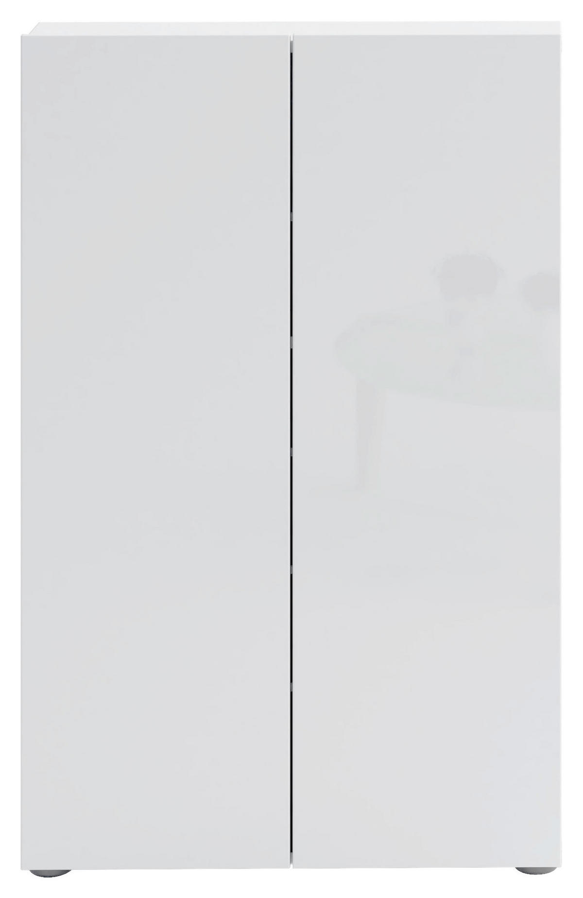 SCHUHSCHRANK Weiß Hochglanz  - Weiß Hochglanz/Schwarz, Design, Holzwerkstoff/Kunststoff (74/115/19cm) - Xora