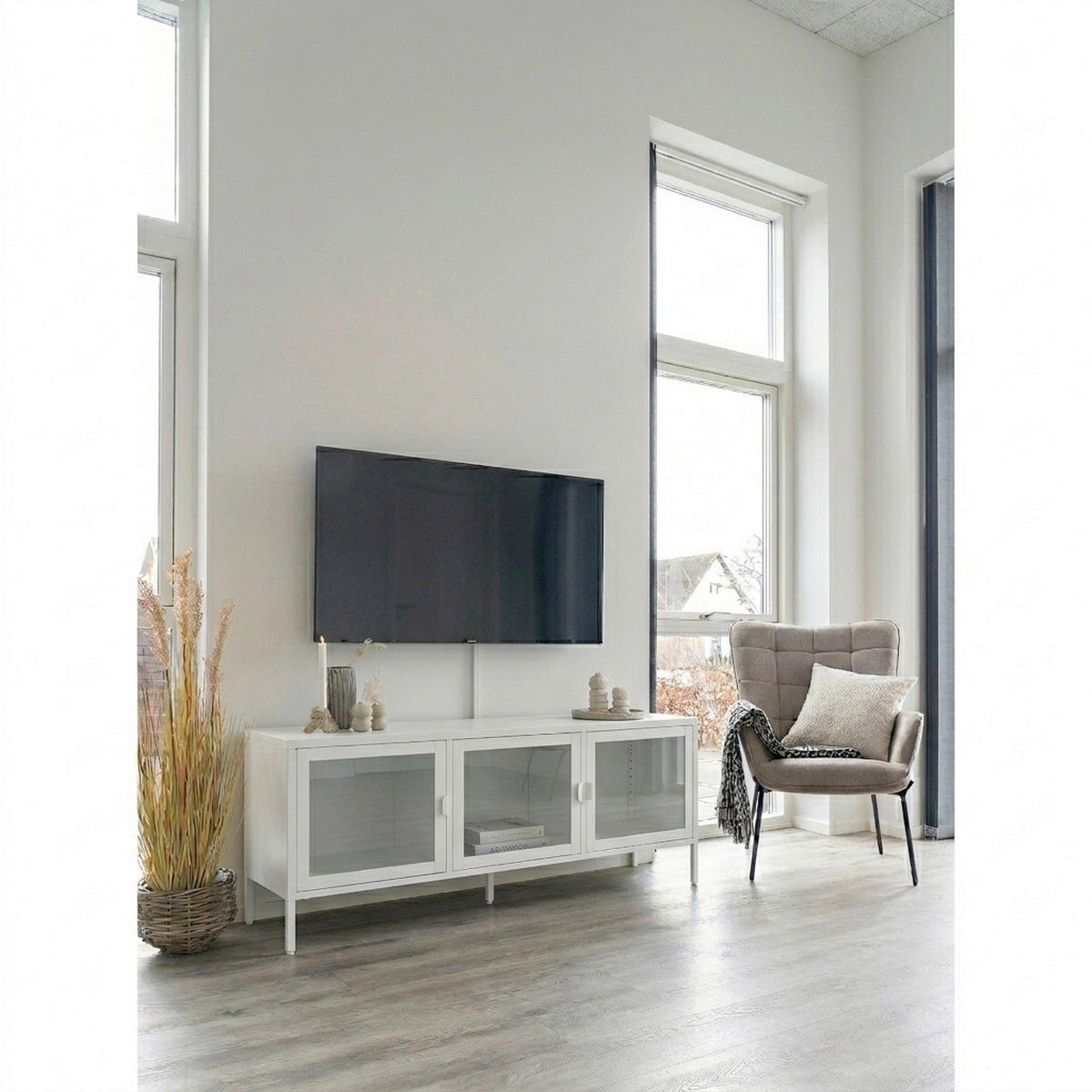 LOWBOARD Brisbane 130/40/55 cm  stehend  - Transparent/Weiß, Design, Glas/Metall (130/40/55cm) - MID.YOU