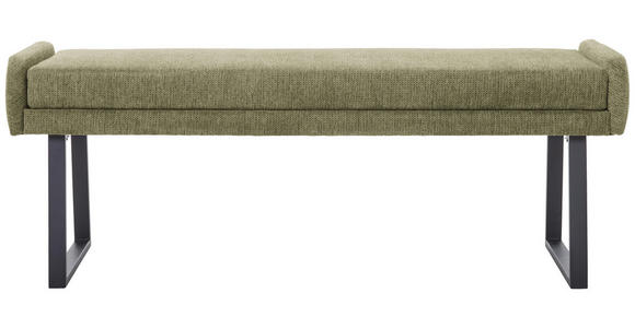 HOCKERBANK 160/49/49 cm Webstoff Grün, Schwarz  - Schwarz/Grün, Design, Textil/Metall (160/49/49cm) - Novel