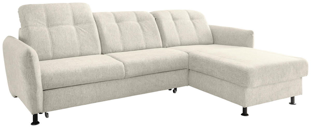 ECKSOFA in Chenille Beige  - Beige/Schwarz, Modern, Textil/Metall (267/184cm) - Livetastic