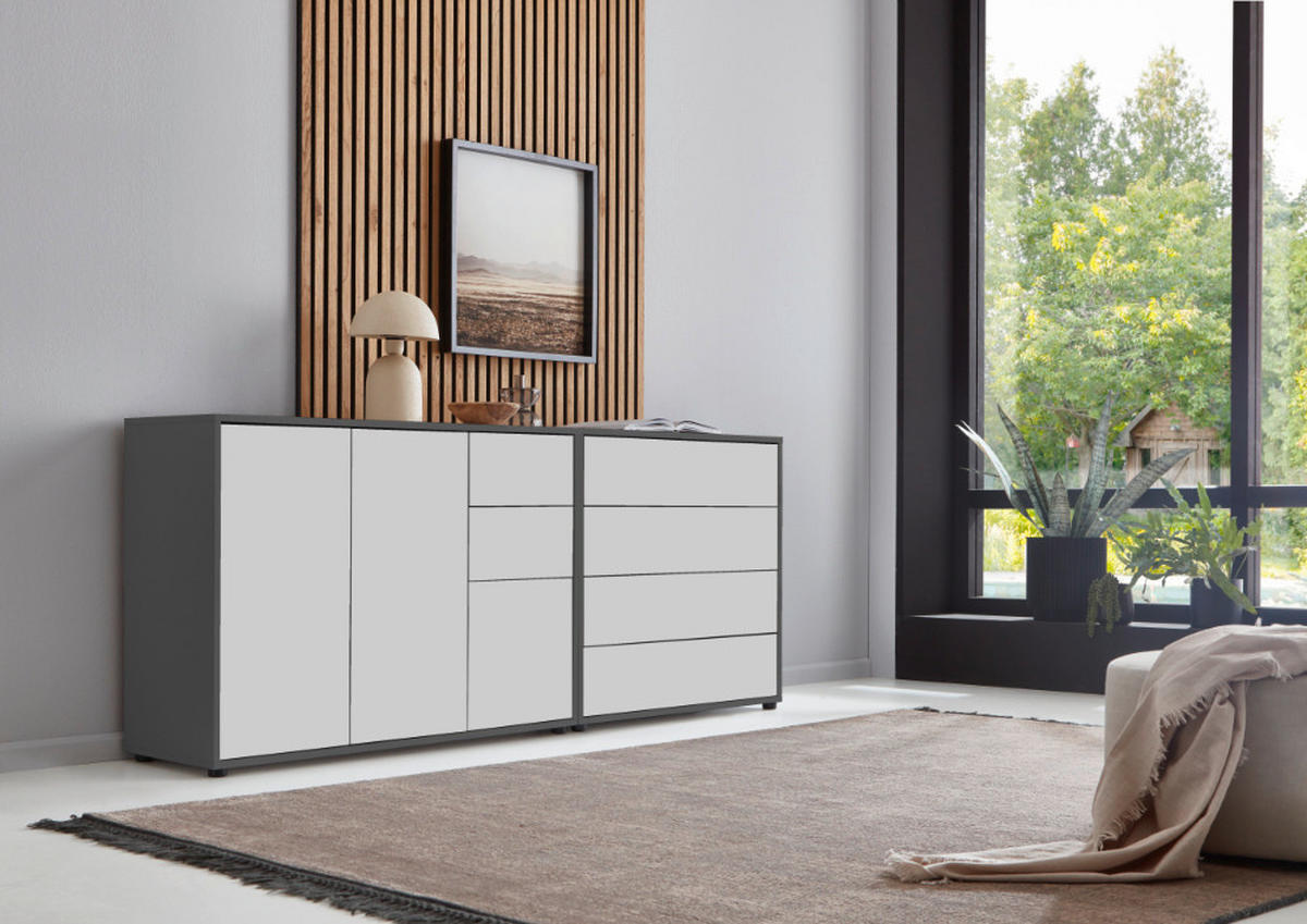 SIDEBOARD  in 184,5/73/33 cm  - Anthrazit/Schwarz, MODERN, Holzwerkstoff (184,5/73/33cm) - MID.YOU