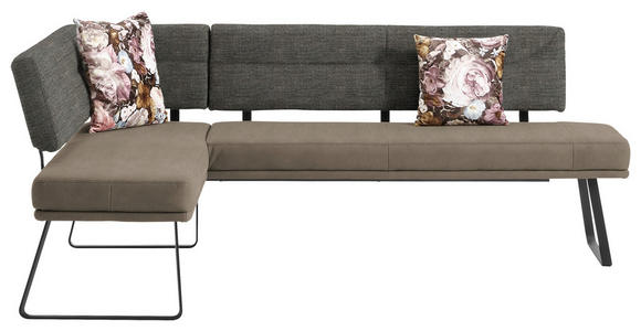 ECKBANK 169/225 cm in Schwarz, Sandfarben, Hellbraun - Sandfarben/Hellbraun, Design, Textil/Metall (169/225cm) - Dieter Knoll