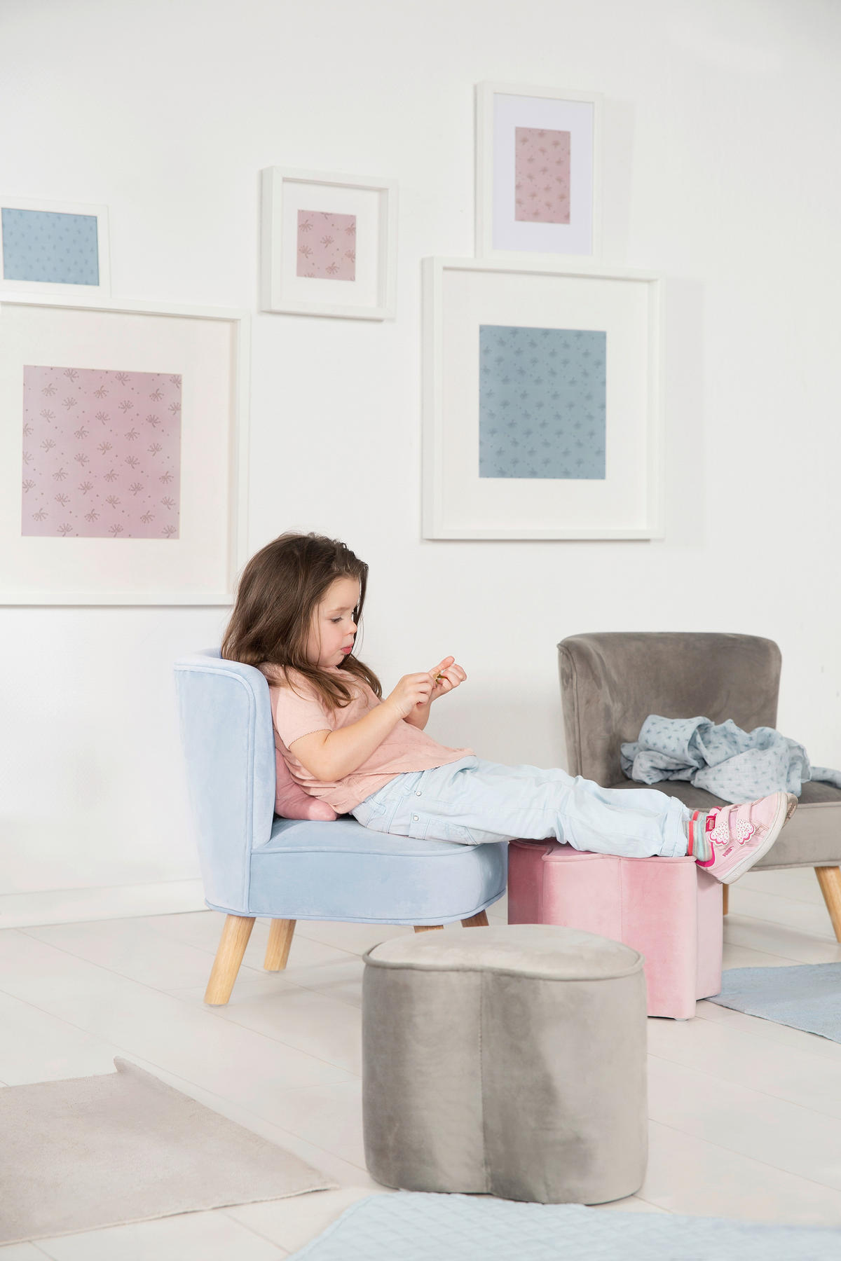 KINDERSESSEL - Hellblau, Basics, Textil (44/50/48cm) - Roba