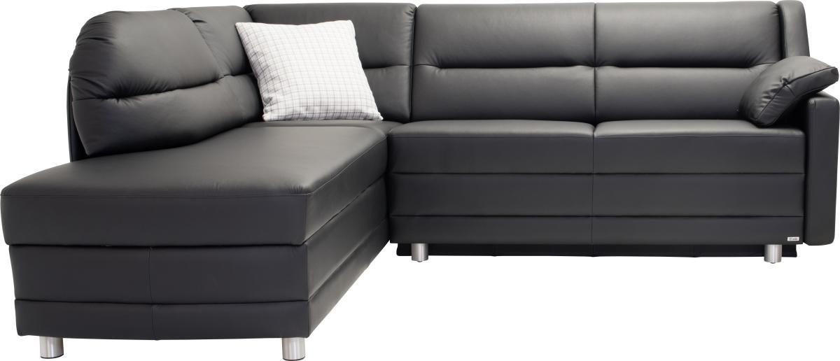 ECKSOFA in Echtleder Schwarz  208/242 cm  - Schwarz, KONVENTIONELL, Leder (208/242cm) - Sedda