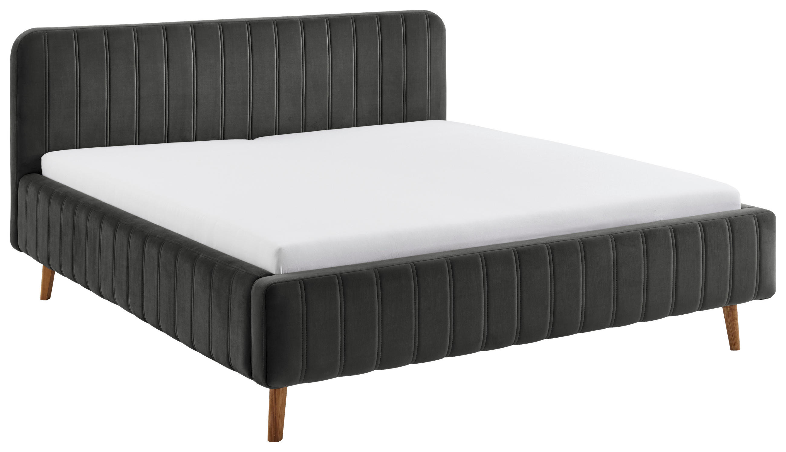 POLSTERBETT 180/200 cm,  in Anthrazit,  - Eichefarben/Anthrazit, MODERN, Holz/Textil (180/200cm) - Xora