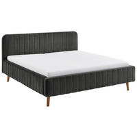 POLSTERBETT 180/200 cm,  in Anthrazit,  - Eichefarben/Anthrazit, MODERN, Holz/Textil (180/200cm) - Xora