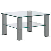 COUCHTISCH Kristallglas 75/75/42,5 cm quadratisch Grau  - Grau, Design, Glas/Kunststoff (75/75/42,5cm)