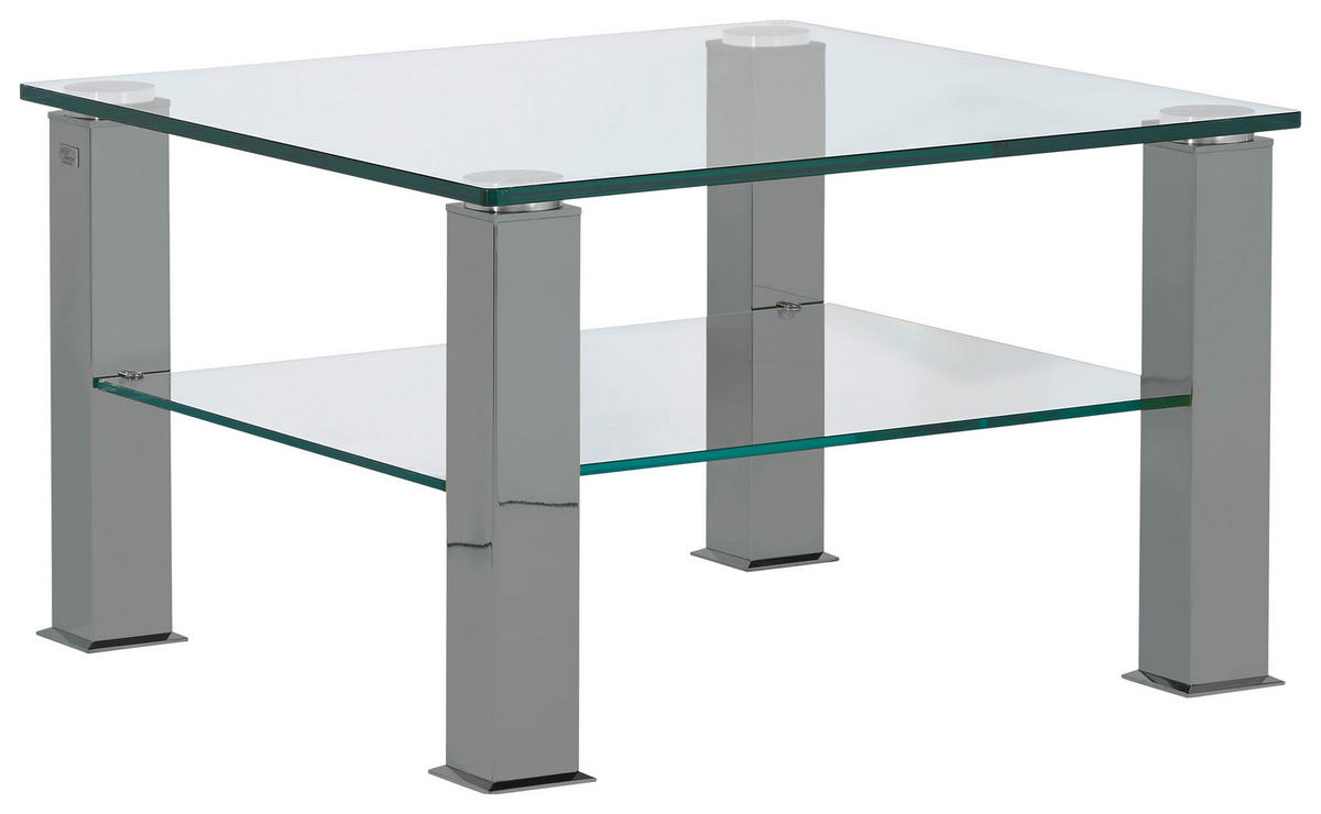 COUCHTISCH Kristallglas 75/75/42,5 cm quadratisch Grau  - Grau, Design, Glas/Kunststoff (75/75/42,5cm)