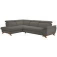 ECKSOFA in Flachgewebe Graubraun  - Eichefarben/Graubraun, MODERN, Holz/Textil (212/287cm) - Valnatura