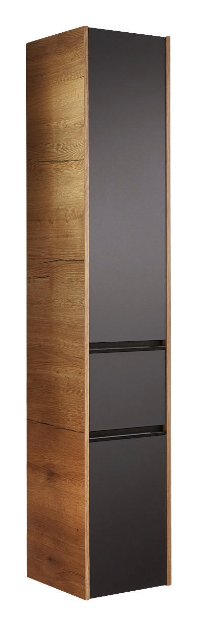 HOCHSCHRANK 33,3/173,4/33 cm  - Eichefarben/Schwarz, KONVENTIONELL, Glas/Holzwerkstoff (33,3/173,4/33cm) - Sadena