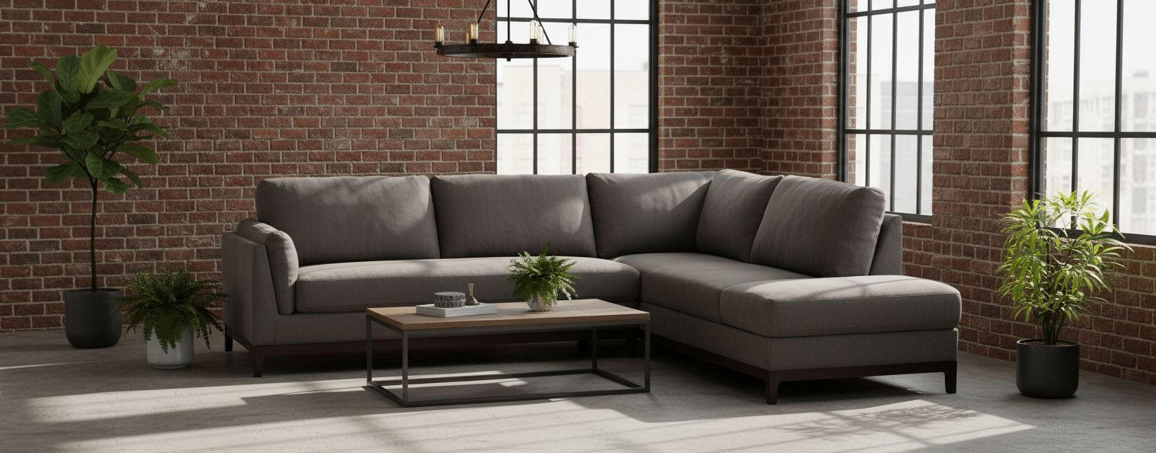 ECKSOFA Grau Webstoff  - Braun/Grau, Basics, Holz/Textil (278/210cm) - MID.YOU